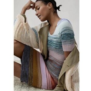 ANTHROPOLOGIE Colorful Striped Knit Sweater Dress